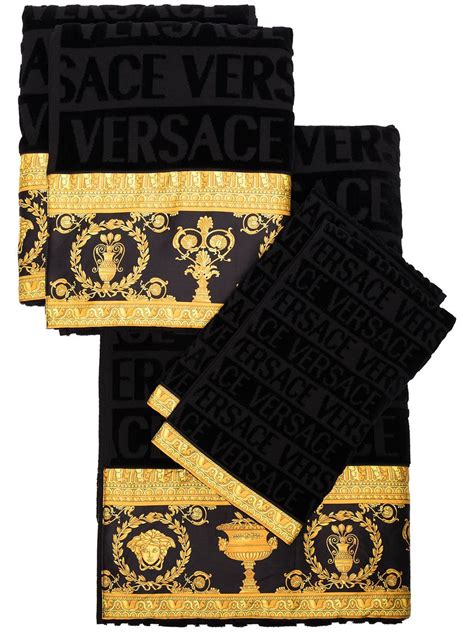 black versace hand towel|Versace bath linen set.